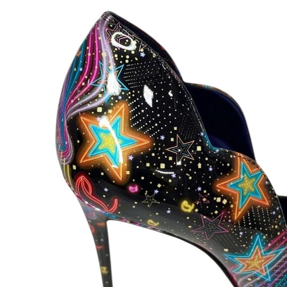Christian Louboutin Hot Chick 100mm Patent Starlight Heel Neon Pumps Size EU 37